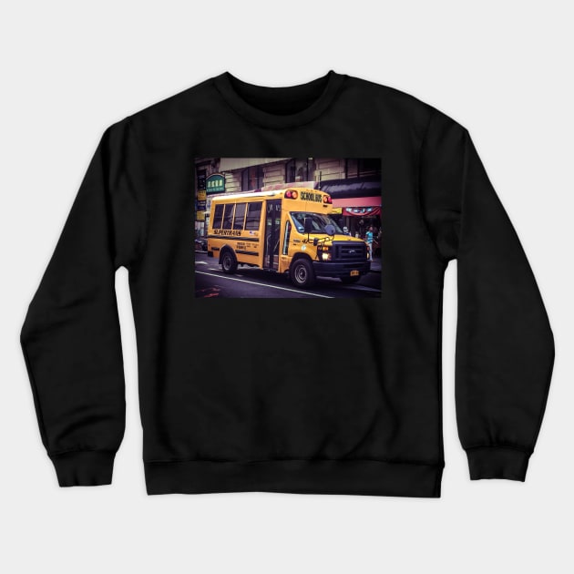 School Bus, Manhattan, New York City Crewneck Sweatshirt by eleonoraingrid